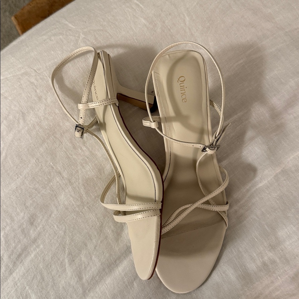 Quince Italian Leather 70mm Strappy Heel in Bone - Picture 7 of 7
